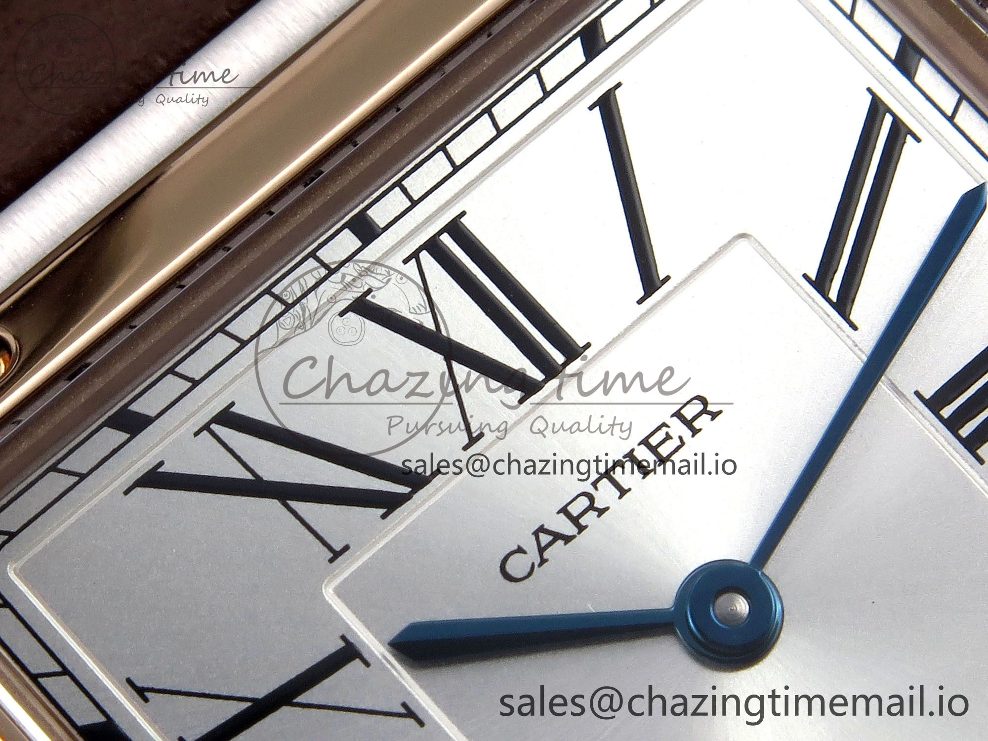 Durable Santos Dumont 31.4mm SS RG AF 1:1 Best Edition Silver Dial on Brown Leather Strap A 5897