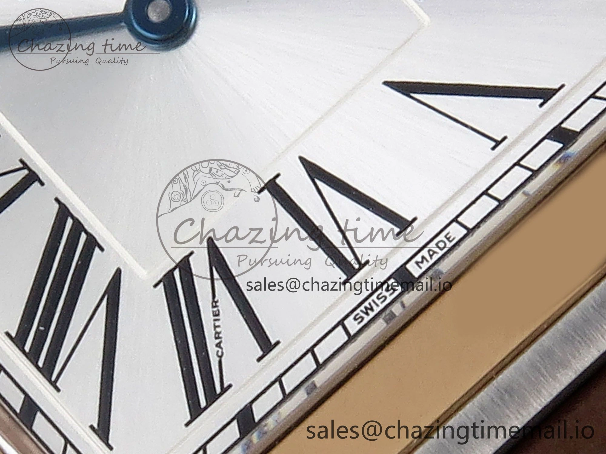 Durable Santos Dumont 31.4mm SS RG AF 1:1 Best Edition Silver Dial on Brown Leather Strap A 5897