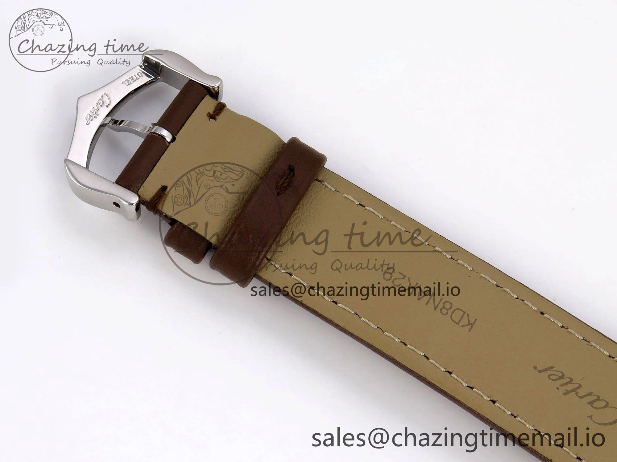 Durable Santos Dumont 31.4mm SS RG AF 1:1 Best Edition Silver Dial on Brown Leather Strap A 5897