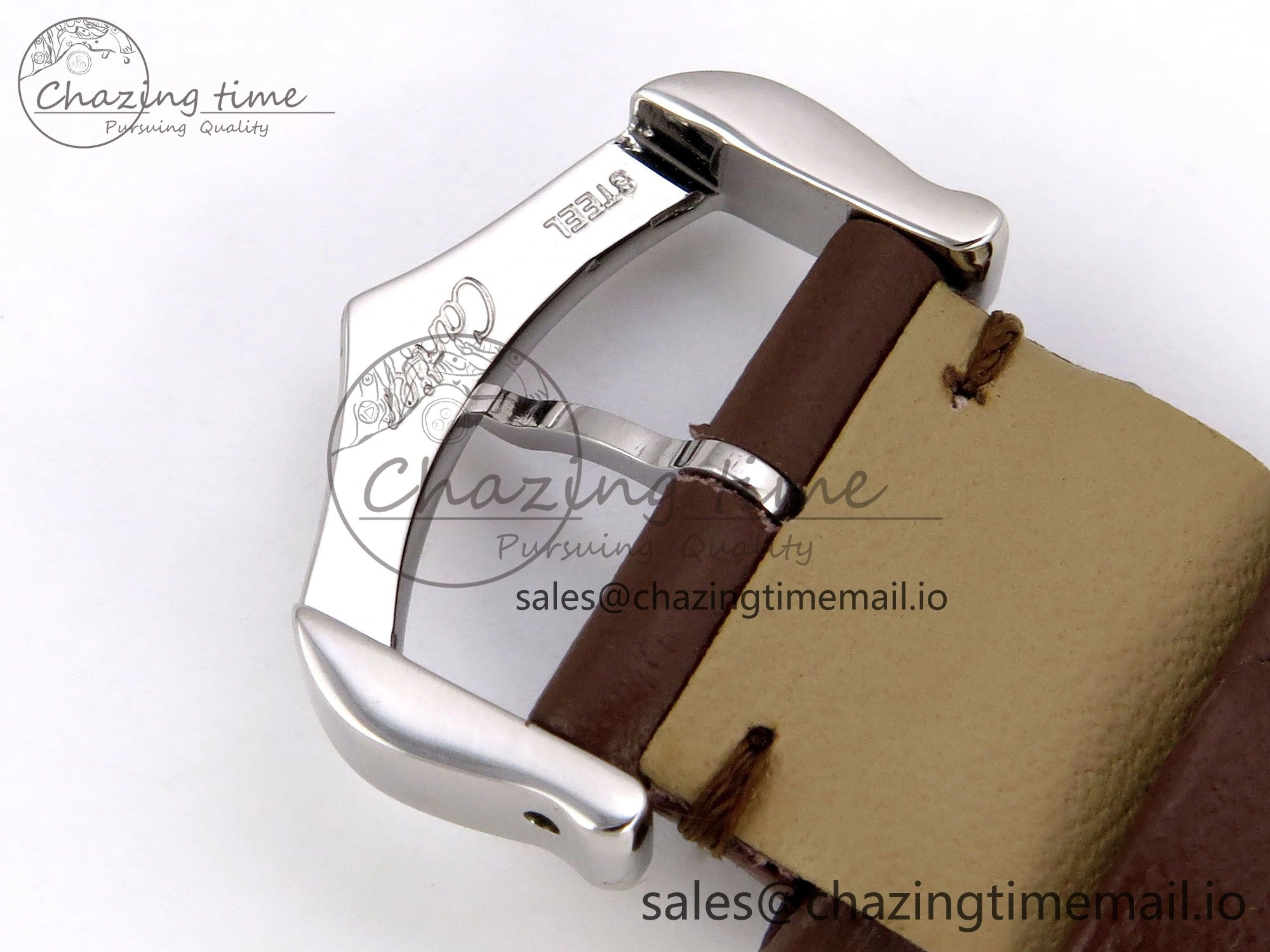 Durable Santos Dumont 31.4mm SS RG AF 1:1 Best Edition Silver Dial on Brown Leather Strap A 5897