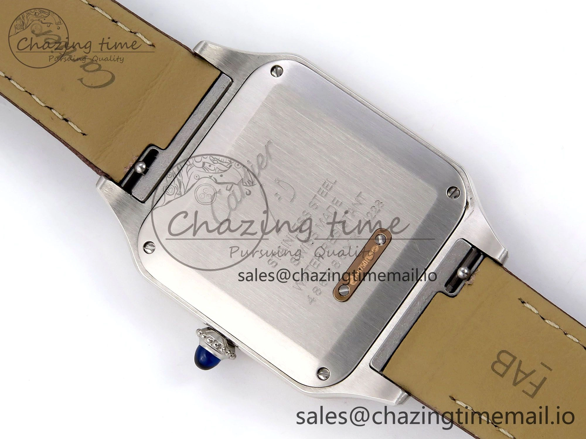 Durable Santos Dumont 31.4mm SS RG AF 1:1 Best Edition Silver Dial on Brown Leather Strap A 5897