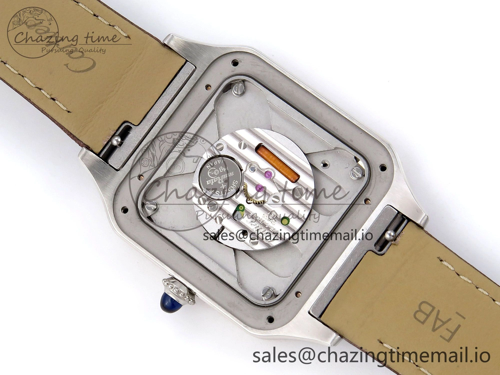 Durable Santos Dumont 31.4mm SS RG AF 1:1 Best Edition Silver Dial on Brown Leather Strap A 5897