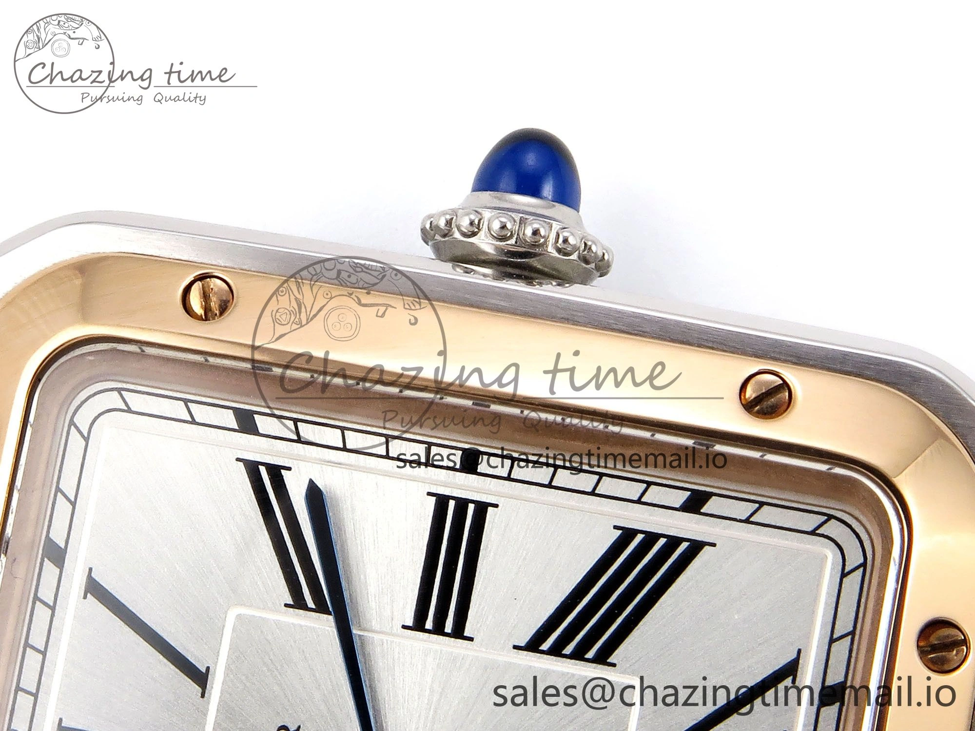 Versatile Santos Dumont 31.4mm SS RG AF 1:1 Best Edition Silver Dial on Gray Croco Strap A 5894