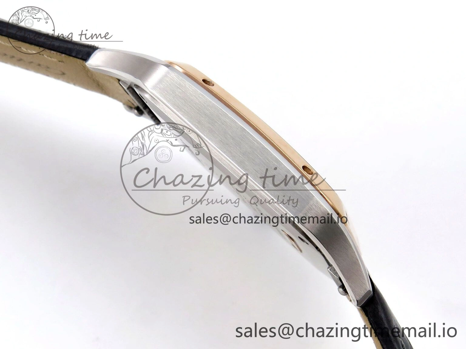 Versatile Santos Dumont 31.4mm SS RG AF 1:1 Best Edition Silver Dial on Gray Croco Strap A 5894