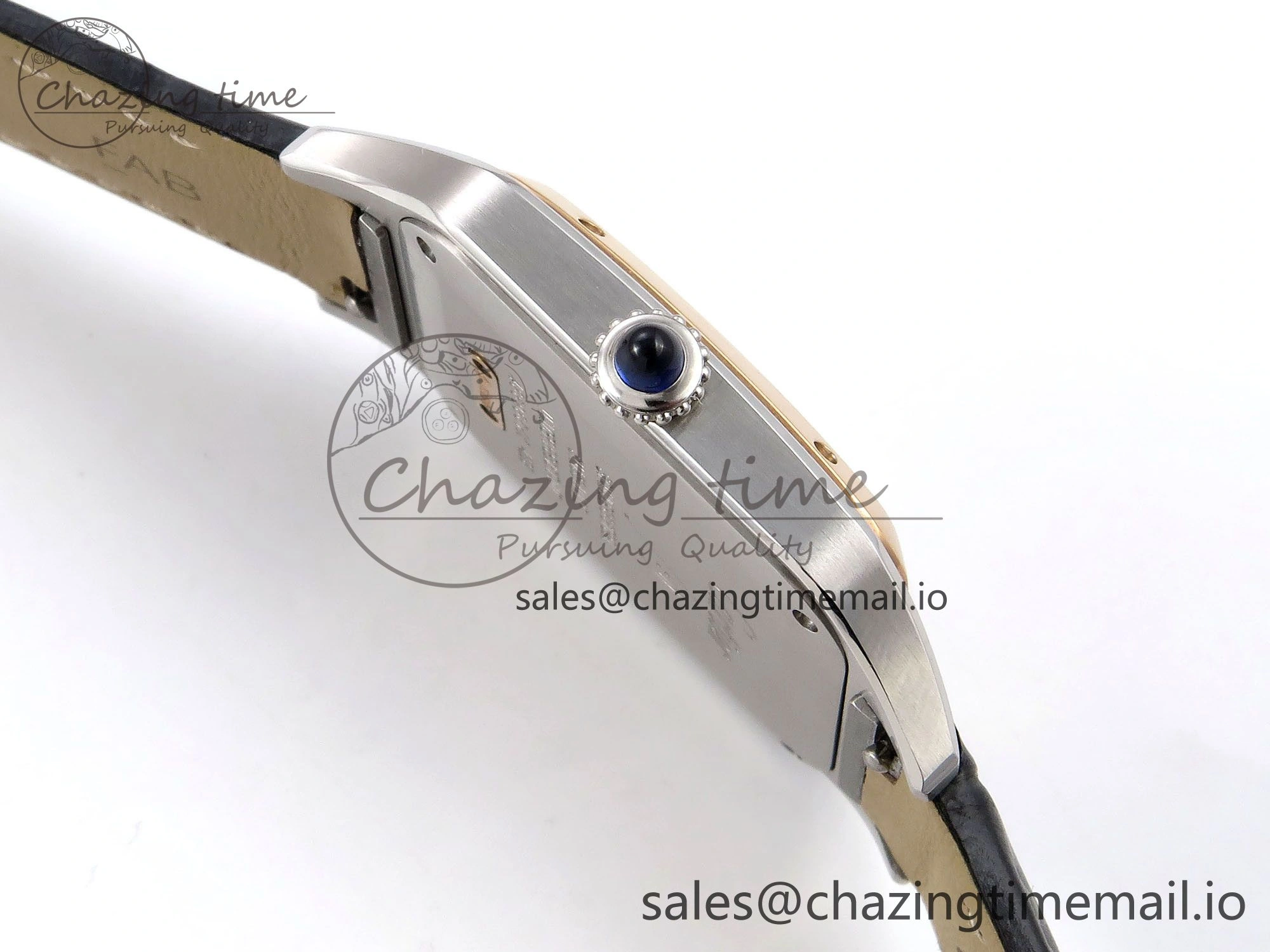 Versatile Santos Dumont 31.4mm SS RG AF 1:1 Best Edition Silver Dial on Gray Croco Strap A 5894
