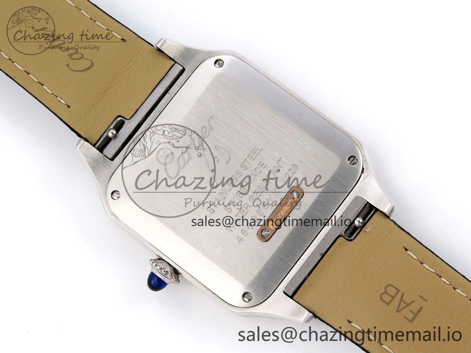 Versatile Santos Dumont 31.4mm SS RG AF 1:1 Best Edition Silver Dial on Gray Croco Strap A 5894