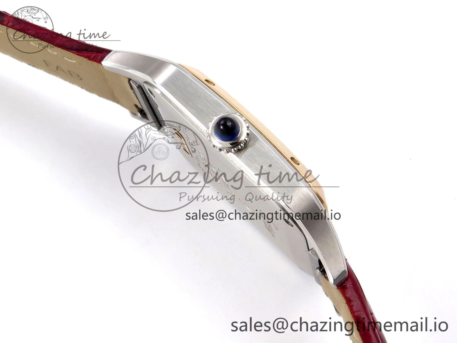 Sleek Santos Dumont 31.4mm SS RG AF 1:1 Best Edition Silver Dial on Red Croco Strap A 5898
