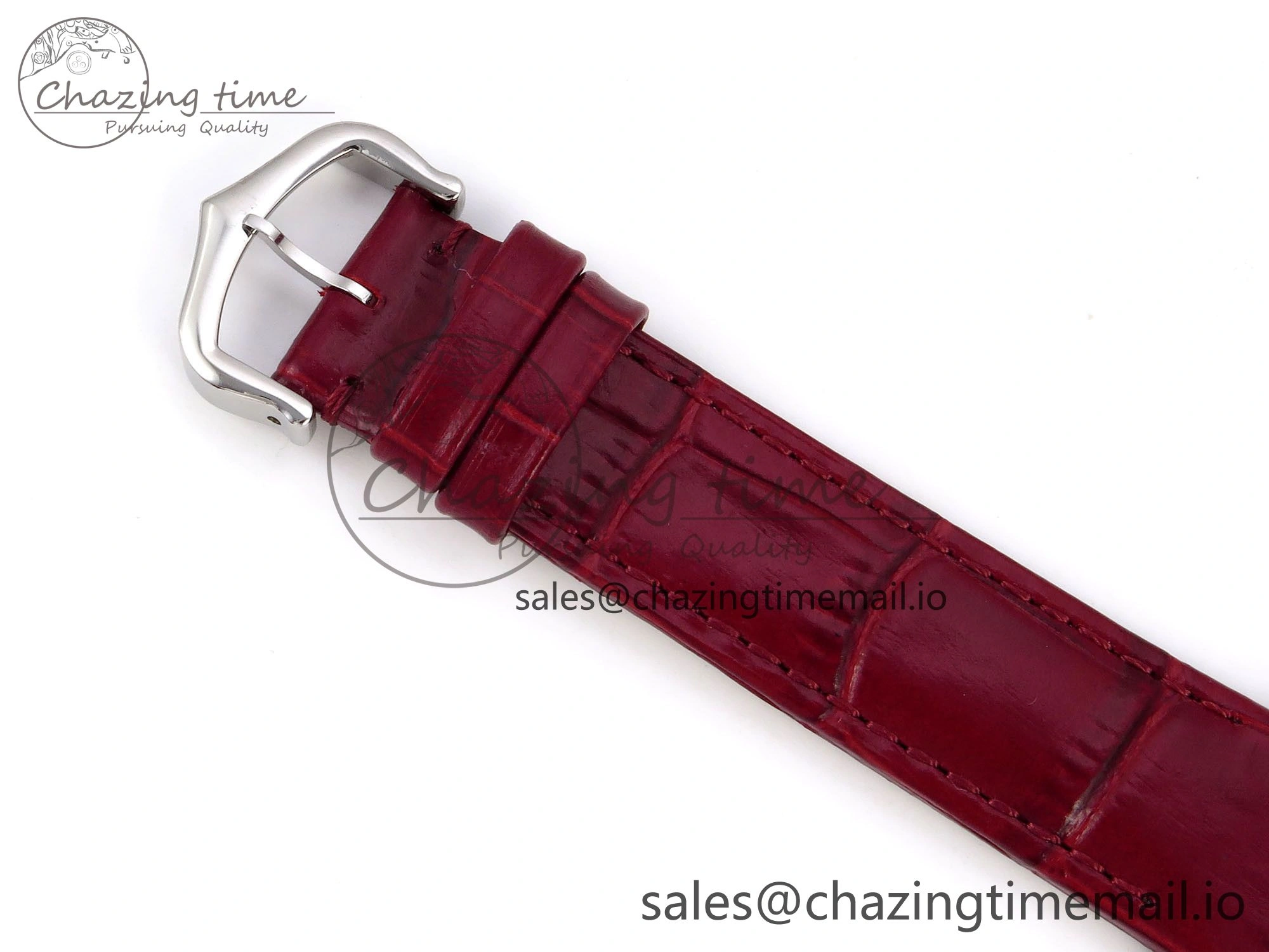 Sleek Santos Dumont 31.4mm SS RG AF 1:1 Best Edition Silver Dial on Red Croco Strap A 5898