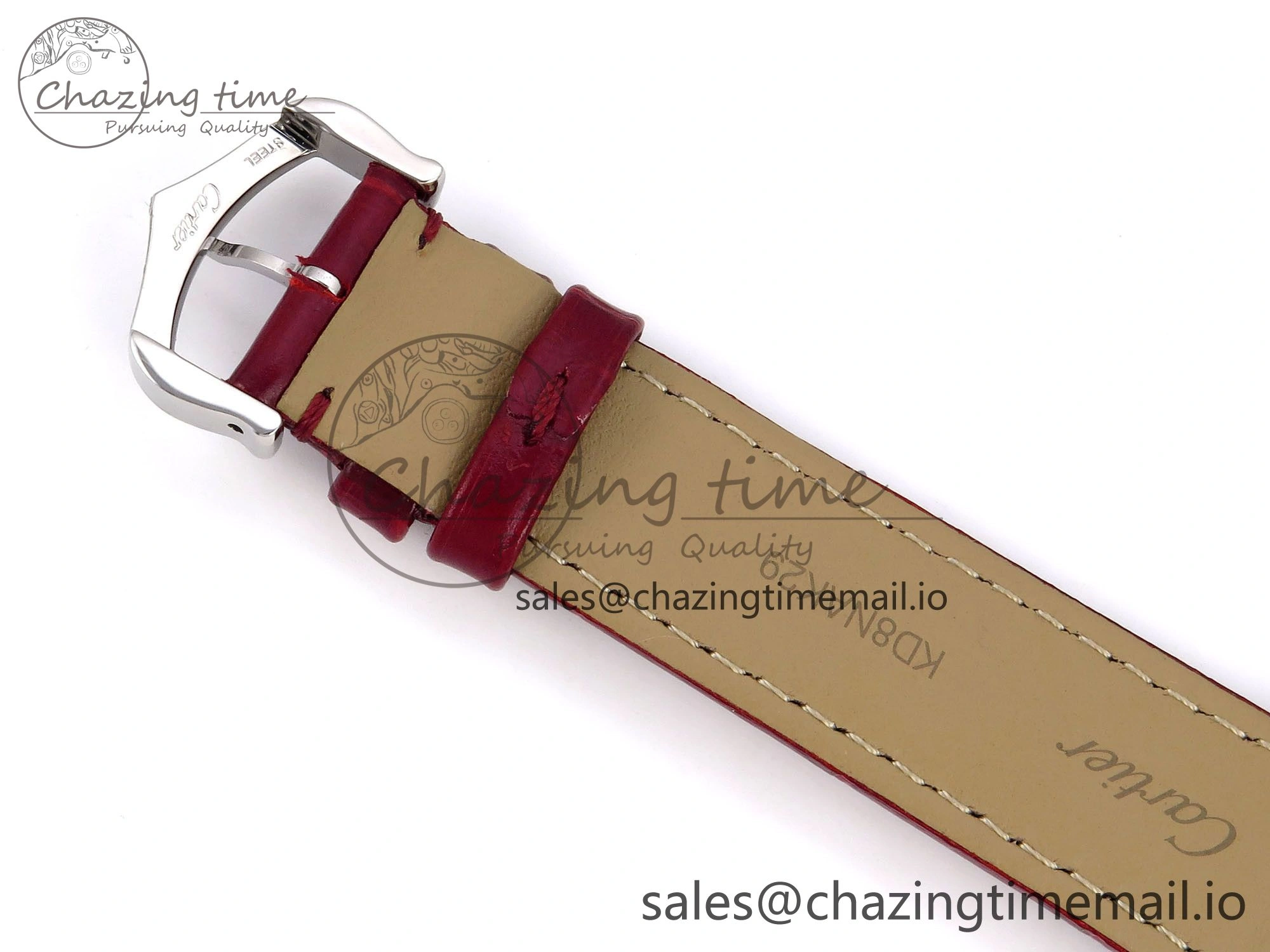 Sleek Santos Dumont 31.4mm SS RG AF 1:1 Best Edition Silver Dial on Red Croco Strap A 5898