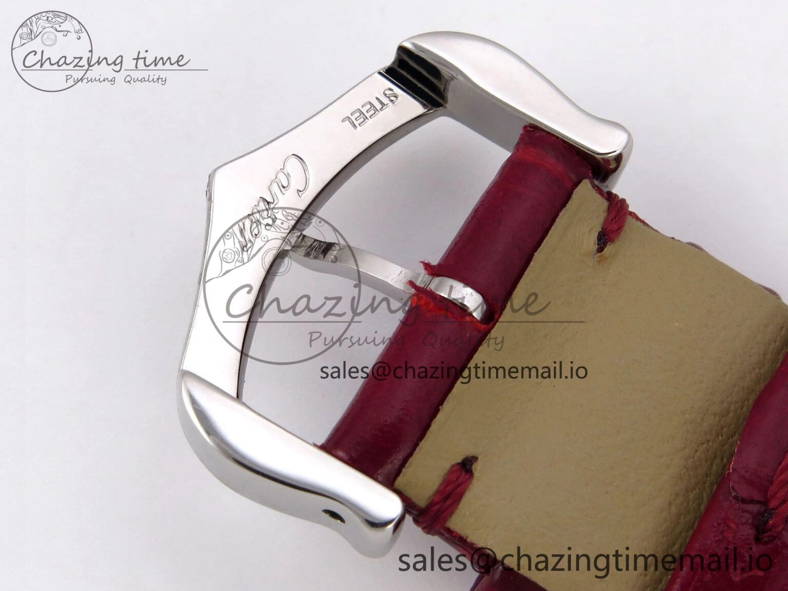 Sleek Santos Dumont 31.4mm SS RG AF 1:1 Best Edition Silver Dial on Red Croco Strap A 5898