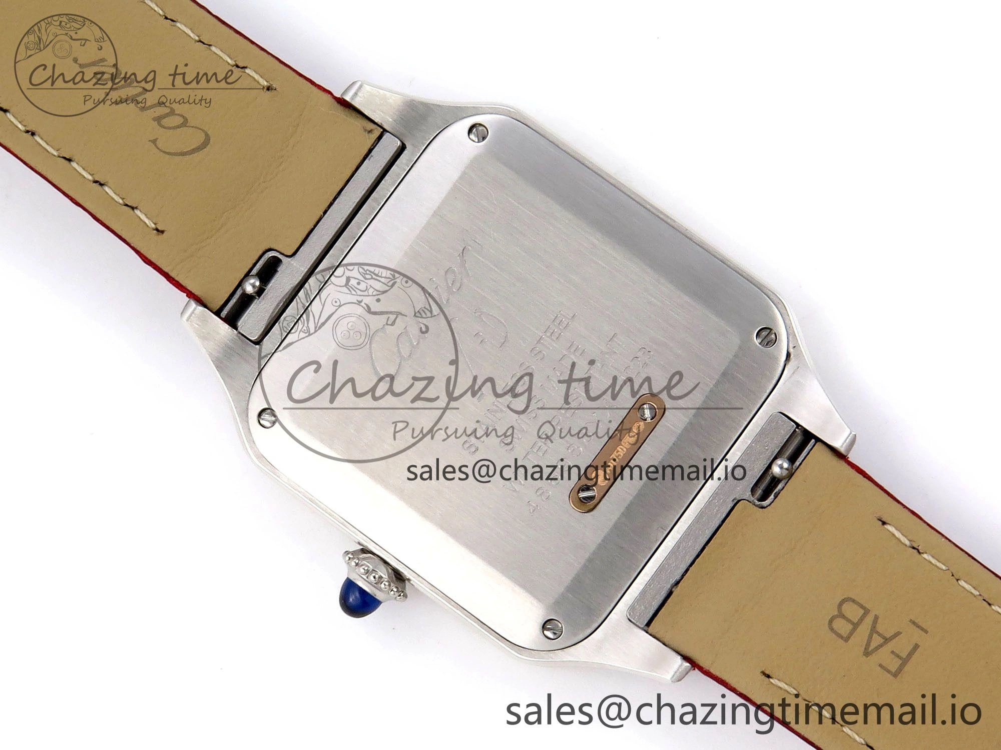 Sleek Santos Dumont 31.4mm SS RG AF 1:1 Best Edition Silver Dial on Red Croco Strap A 5898