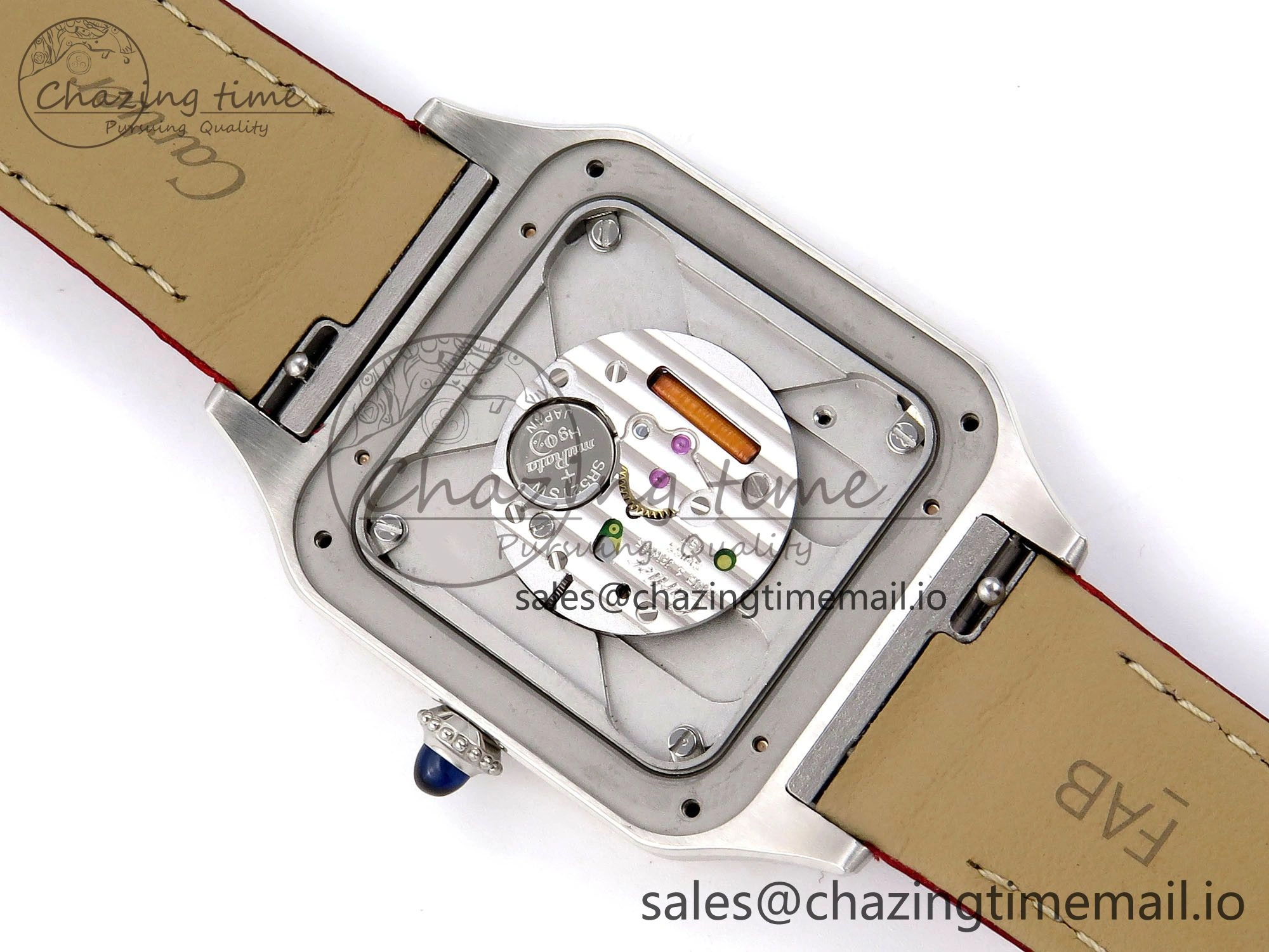 Sleek Santos Dumont 31.4mm SS RG AF 1:1 Best Edition Silver Dial on Red Croco Strap A 5898