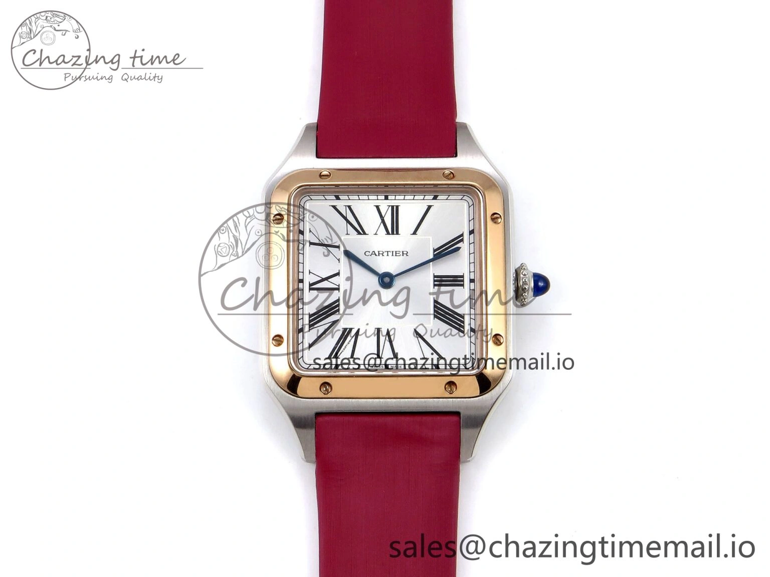 Santos Dumont 31.4mm SS RG AF 1:1 Best Edition Silver Dial on Red Fabric Strap A Comfortable 5896