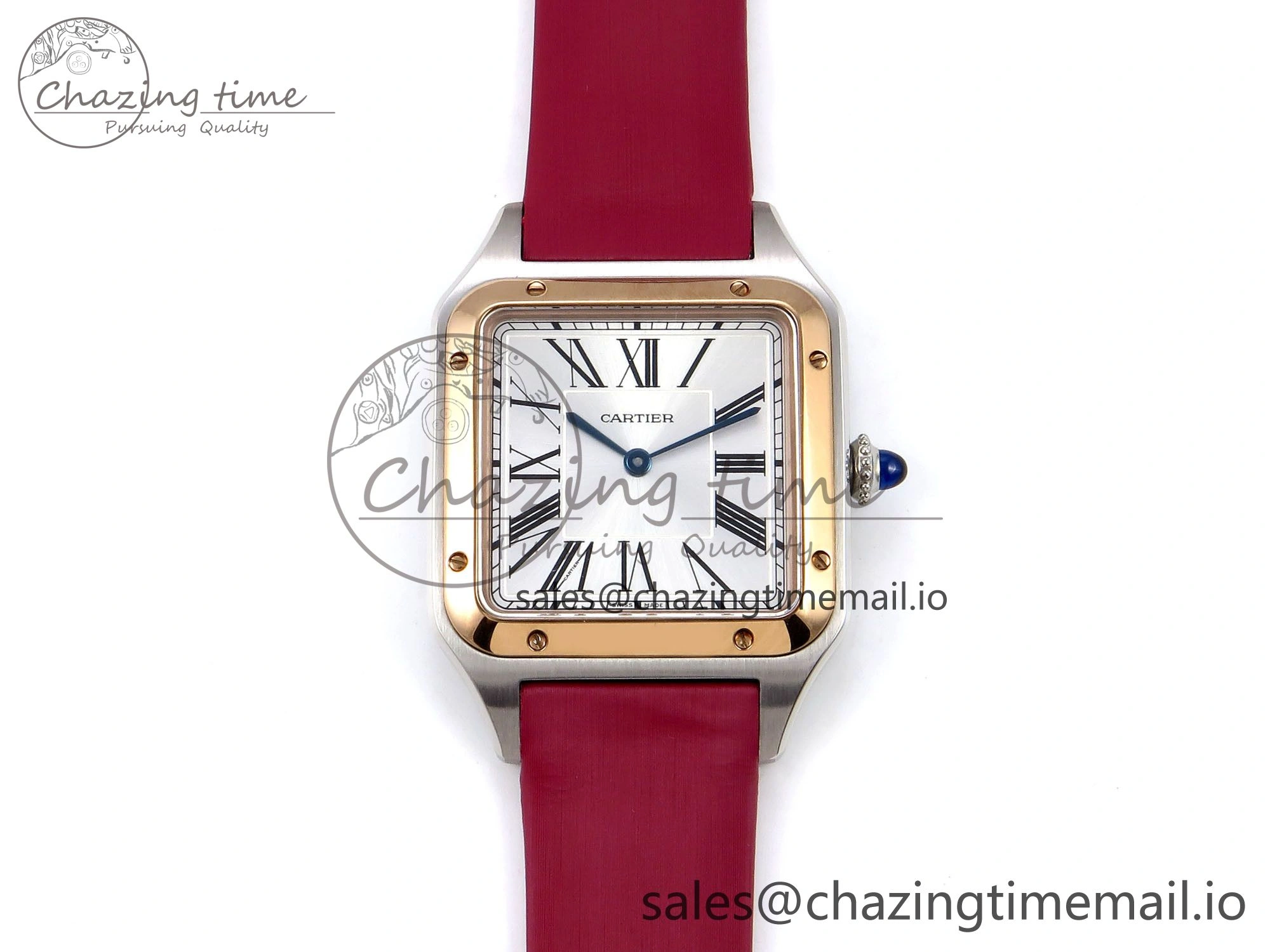 Santos Dumont 31.4mm SS RG AF 1:1 Best Edition Silver Dial on Red Fabric Strap A Comfortable 5896