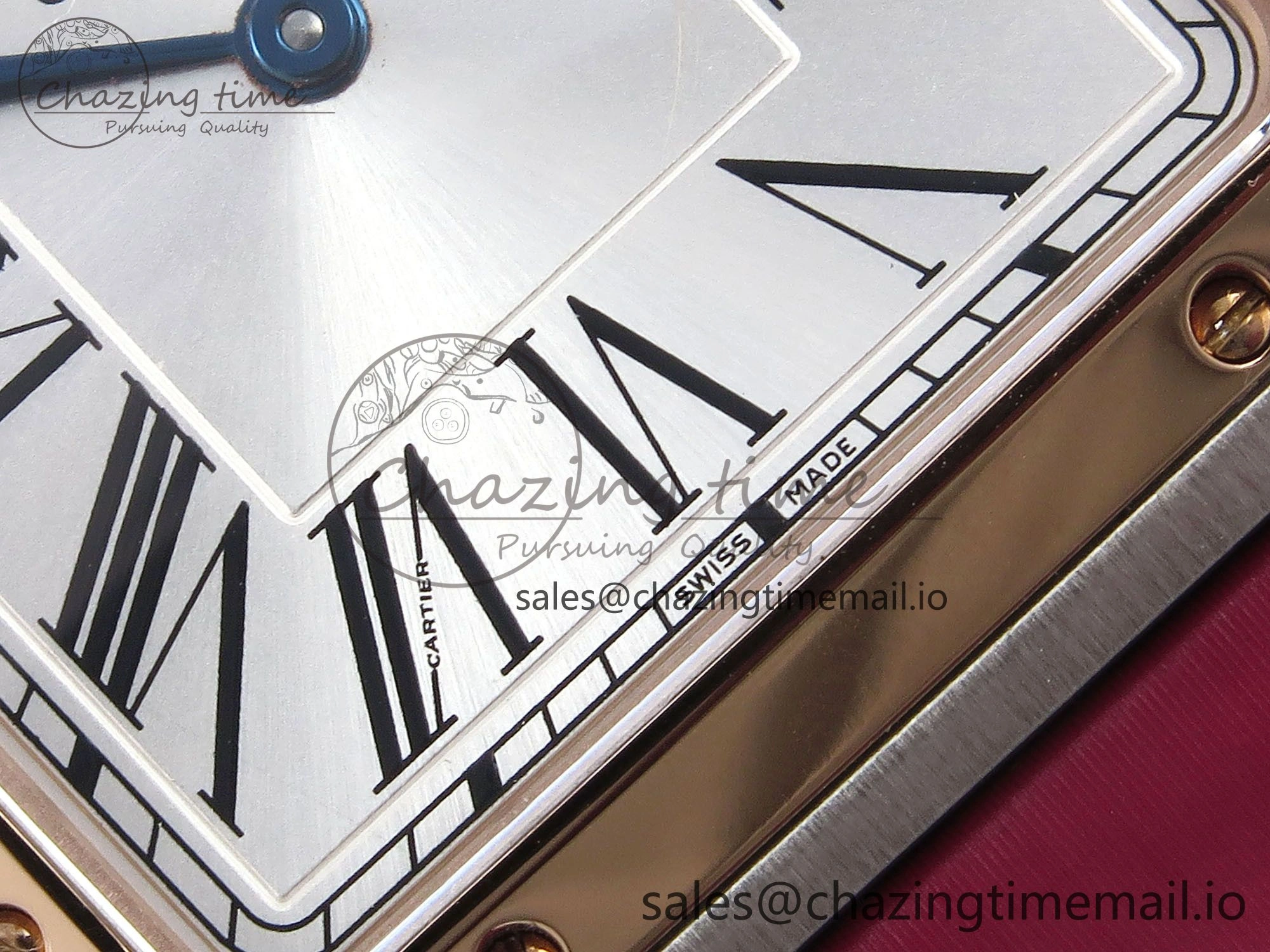 Santos Dumont 31.4mm SS RG AF 1:1 Best Edition Silver Dial on Red Fabric Strap A Comfortable 5896
