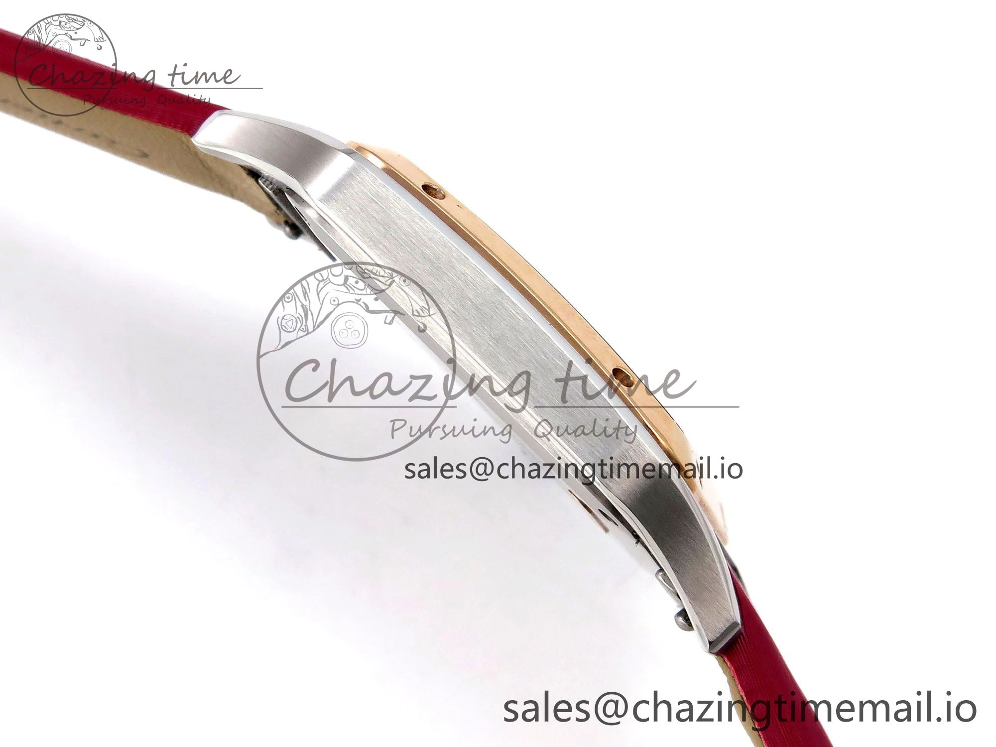 Santos Dumont 31.4mm SS RG AF 1:1 Best Edition Silver Dial on Red Fabric Strap A Comfortable 5896