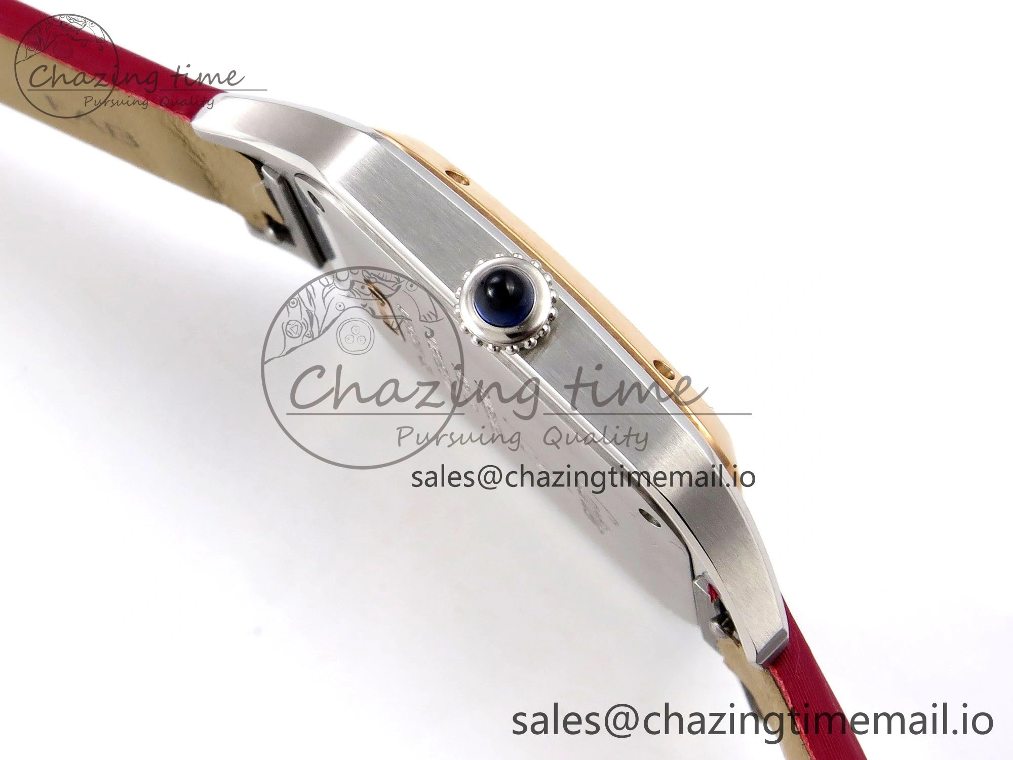 Santos Dumont 31.4mm SS RG AF 1:1 Best Edition Silver Dial on Red Fabric Strap A Comfortable 5896