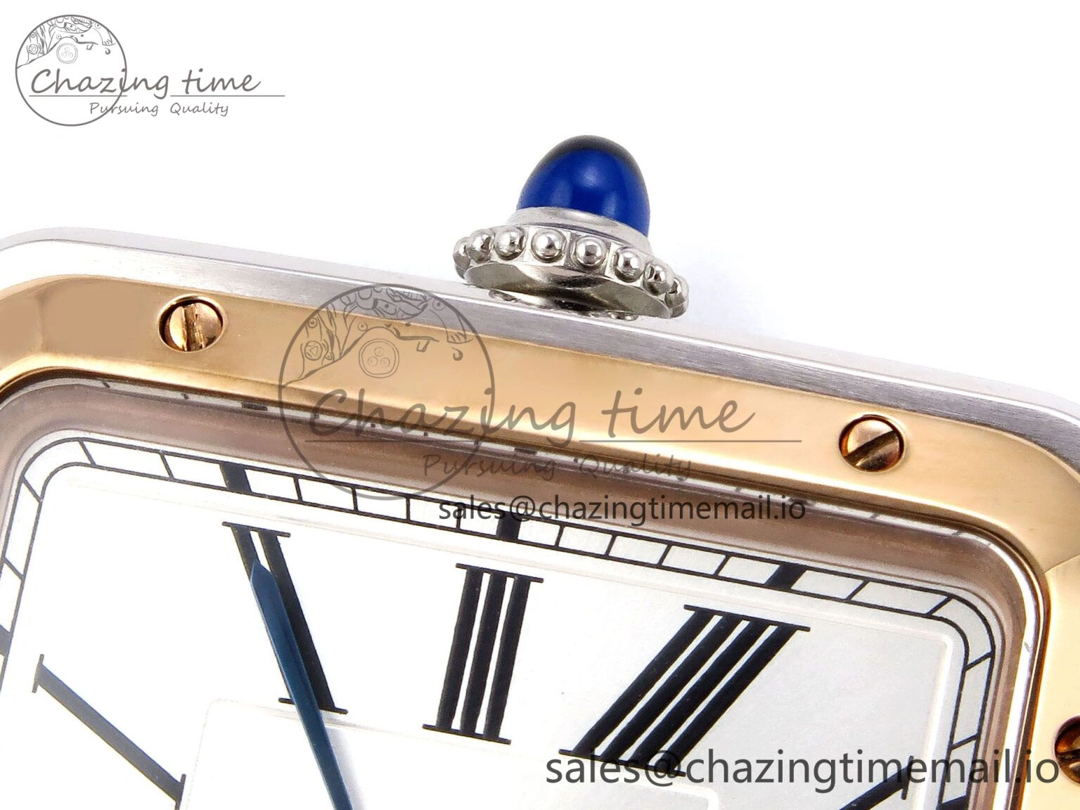 Durable Santos Dumont 31.4mm SS RG AF 1:1 Best Edition Silver Dial on Red Leather Strap A 5895