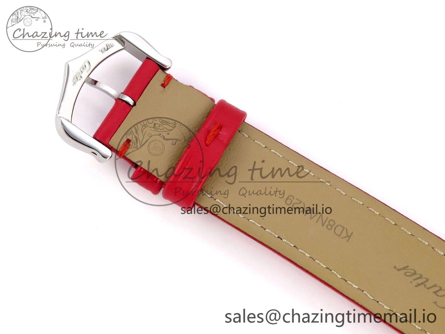 Durable Santos Dumont 31.4mm SS RG AF 1:1 Best Edition Silver Dial on Red Leather Strap A 5895