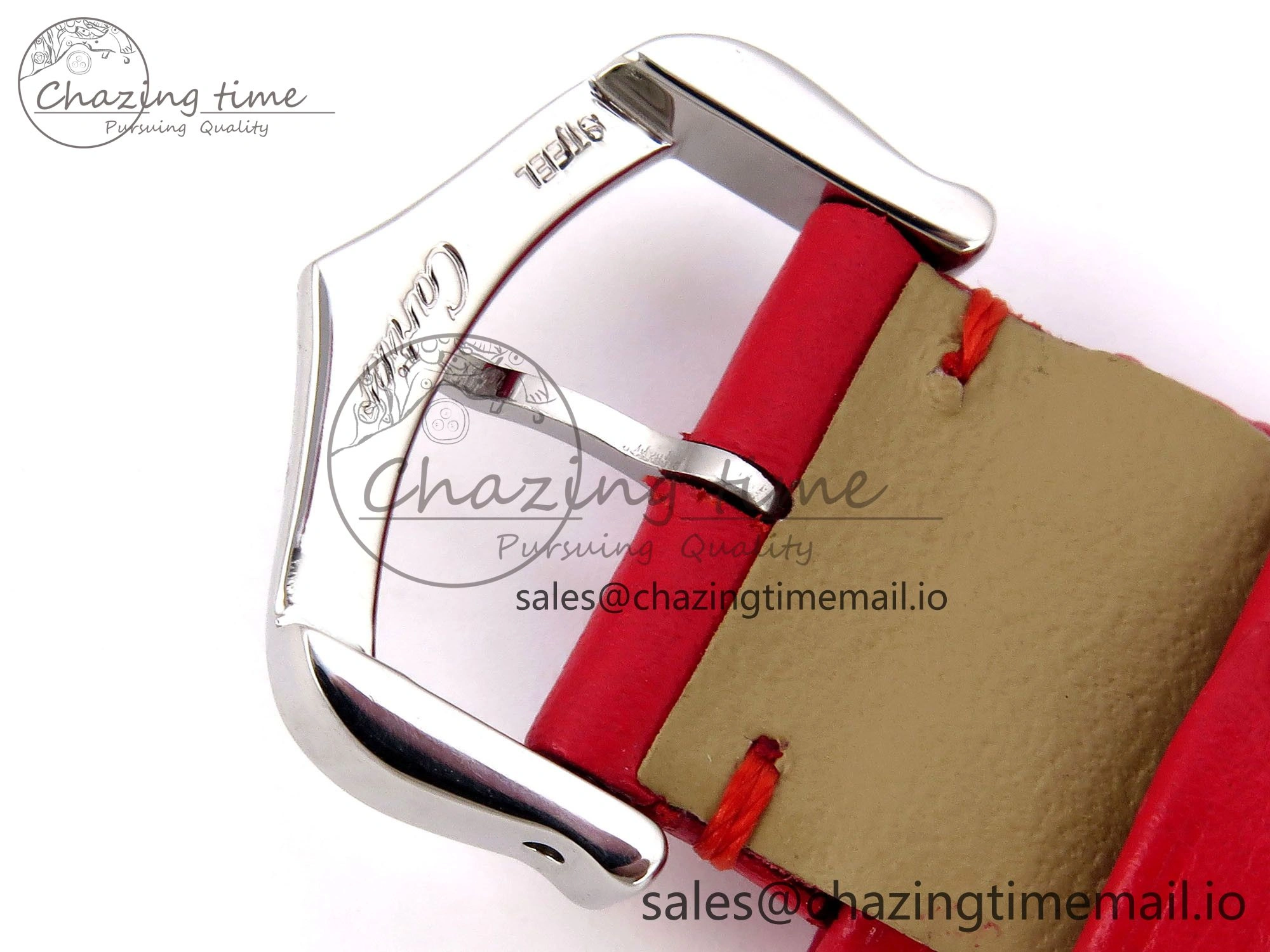 Durable Santos Dumont 31.4mm SS RG AF 1:1 Best Edition Silver Dial on Red Leather Strap A 5895