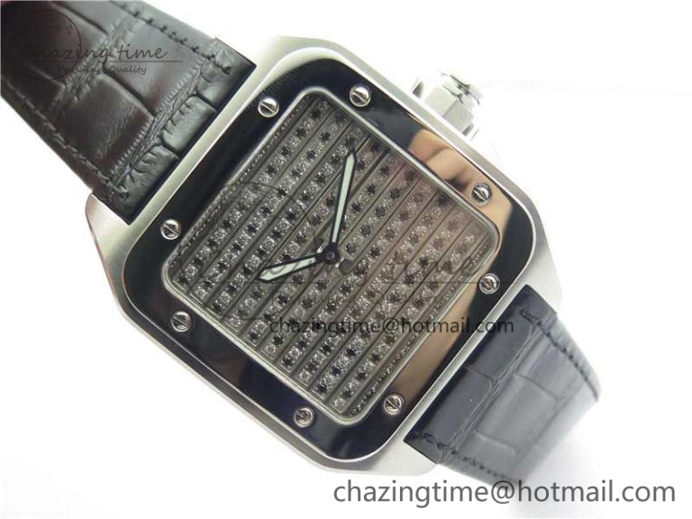 Popular Santos WM505914 45mm SS WWF Maker 3 Dial with Closed Caseback On Black Leather Strap A 6127
