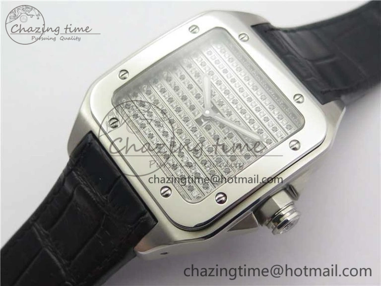 Popular Santos WM505914 45mm SS WWF Maker 3 Dial with Closed Caseback On Black Leather Strap A 6127