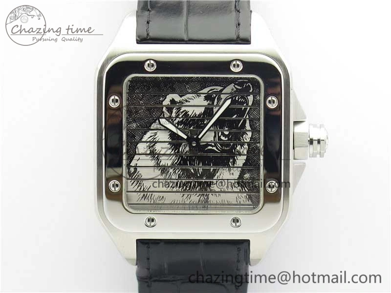 Popular Santos WM505914 45mm SS WWF Maker 3 Dial with Closed Caseback On Black Leather Strap A 6127