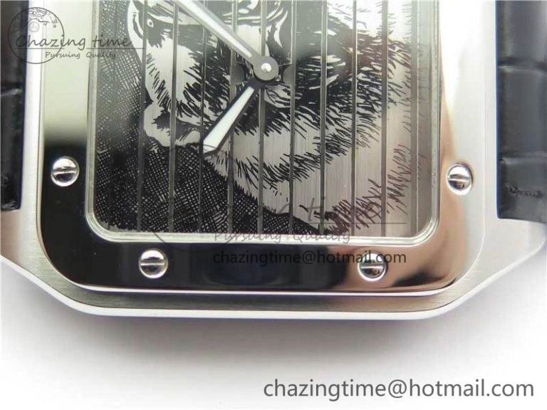 Popular Santos WM505914 45mm SS WWF Maker 3 Dial with Closed Caseback On Black Leather Strap A 6127