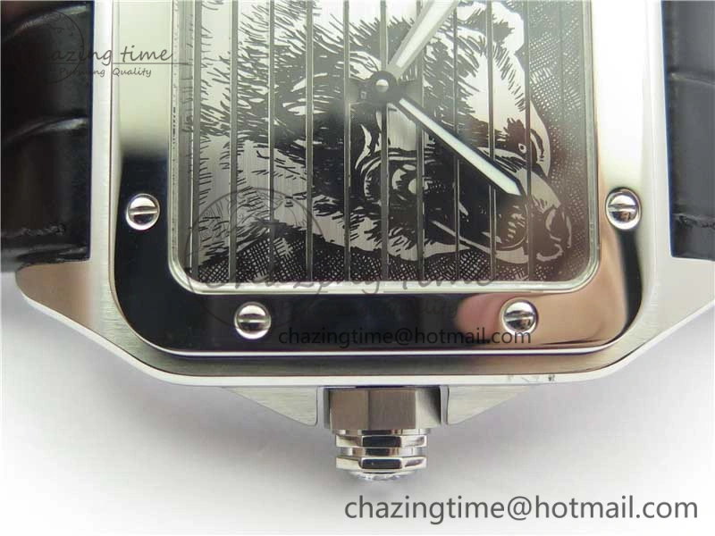 Popular Santos WM505914 45mm SS WWF Maker 3 Dial with Closed Caseback On Black Leather Strap A 6127