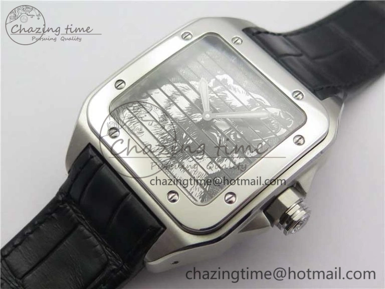 Popular Santos WM505914 45mm SS WWF Maker 3 Dial with Closed Caseback On Black Leather Strap A 6127