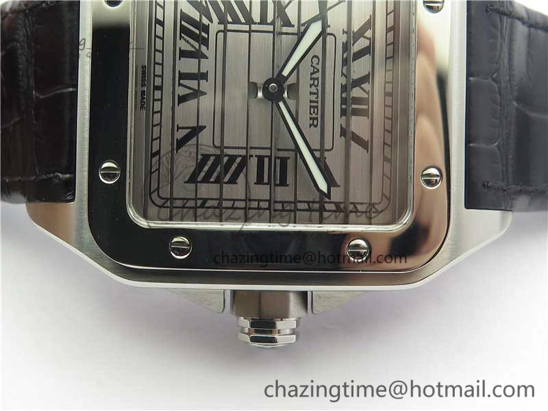 Popular Santos WM505914 45mm SS WWF Maker 3 Dial with Closed Caseback On Black Leather Strap A 6127