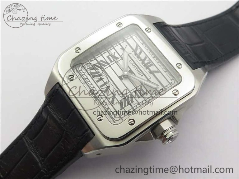 Popular Santos WM505914 45mm SS WWF Maker 3 Dial with Closed Caseback On Black Leather Strap A 6127