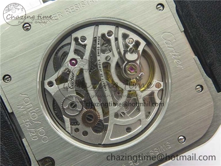 Santos WM505914 45mm SS WWF Maker 3 Dial with Display Caseback On Black Leather Strap A ZeroBulk 6126