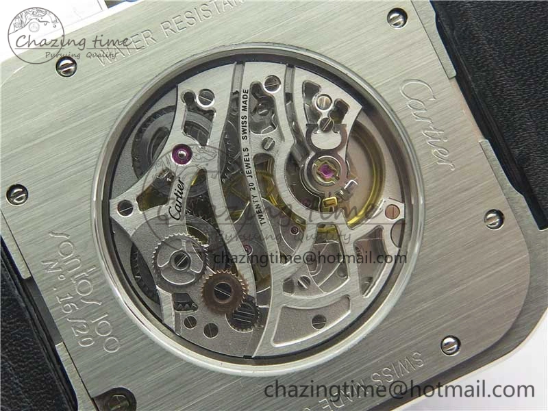 Santos WM505914 45mm SS WWF Maker 3 Dial with Display Caseback On Black Leather Strap A ZeroBulk 6126