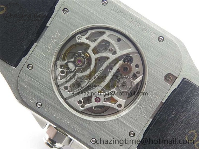 Santos WM505914 45mm SS WWF Maker 3 Dial with Display Caseback On Black Leather Strap A ZeroBulk 6126