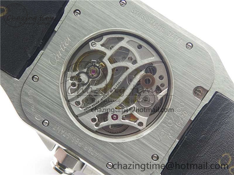 Santos WM505914 45mm SS WWF Maker 3 Dial with Display Caseback On Black Leather Strap A ZeroBulk 6126
