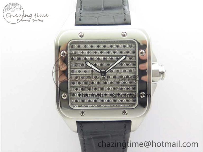 Santos WM505914 45mm SS WWF Maker 3 Dial with Display Caseback On Black Leather Strap A ZeroBulk 6126