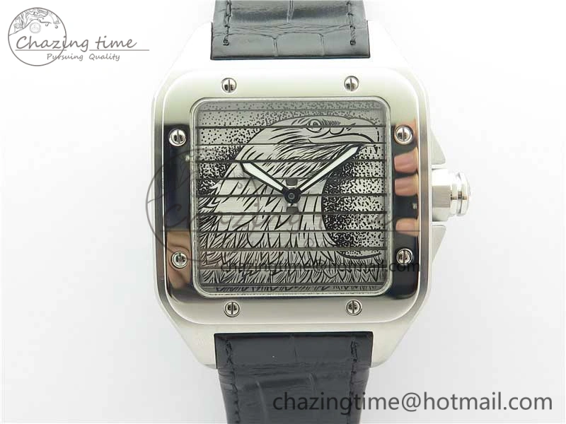Santos WM505914 45mm SS WWF Maker 3 Dial with Display Caseback On Black Leather Strap A ZeroBulk 6126