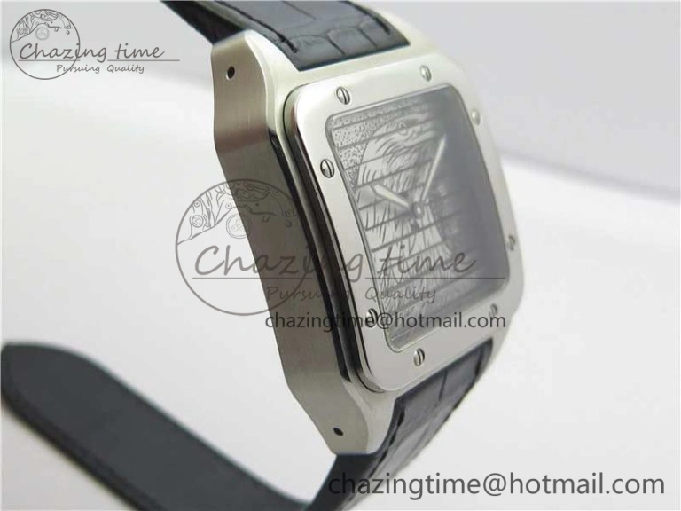 Santos WM505914 45mm SS WWF Maker 3 Dial with Display Caseback On Black Leather Strap A ZeroBulk 6126