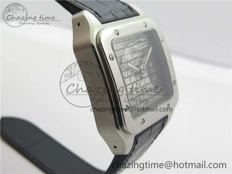 Santos WM505914 45mm SS WWF Maker 3 Dial with Display Caseback On Black Leather Strap A ZeroBulk 6126