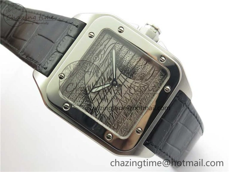 Santos WM505914 45mm SS WWF Maker 3 Dial with Display Caseback On Black Leather Strap A ZeroBulk 6126