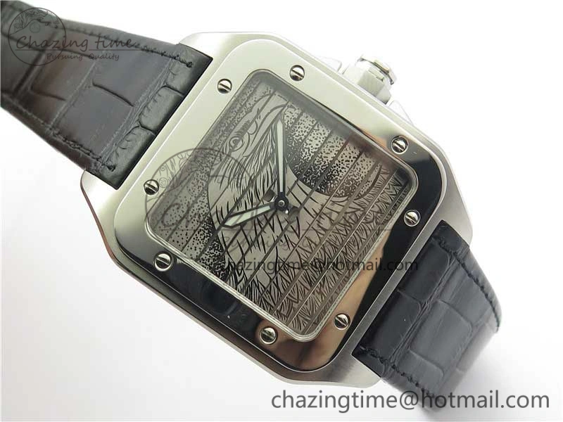 Santos WM505914 45mm SS WWF Maker 3 Dial with Display Caseback On Black Leather Strap A ZeroBulk 6126
