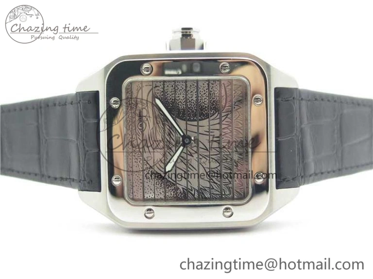 Santos WM505914 45mm SS WWF Maker 3 Dial with Display Caseback On Black Leather Strap A ZeroBulk 6126