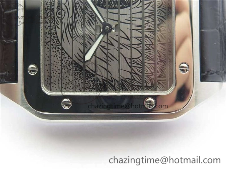 Santos WM505914 45mm SS WWF Maker 3 Dial with Display Caseback On Black Leather Strap A ZeroBulk 6126