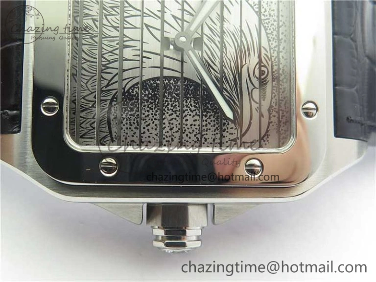 Santos WM505914 45mm SS WWF Maker 3 Dial with Display Caseback On Black Leather Strap A ZeroBulk 6126