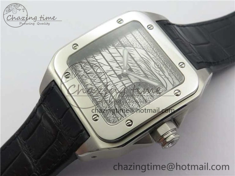 Santos WM505914 45mm SS WWF Maker 3 Dial with Display Caseback On Black Leather Strap A ZeroBulk 6126