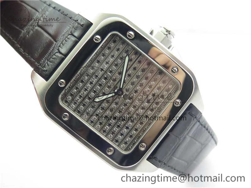Santos WM505914 45mm SS WWF Maker 3 Dial with Display Caseback On Black Leather Strap A ZeroBulk 6126