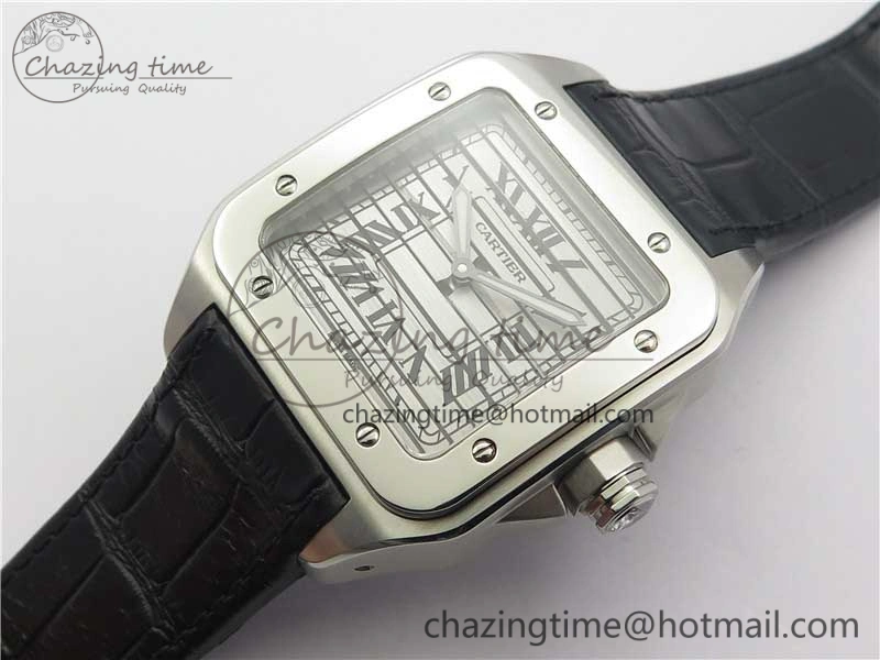 Santos WM505914 45mm SS WWF Maker 3 Dial with Display Caseback On Black Leather Strap A ZeroBulk 6126