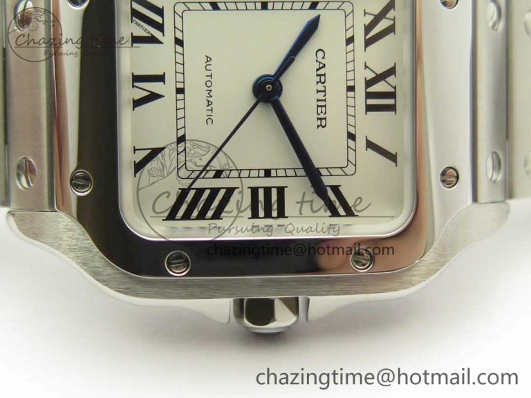 Packable Santos de Cartier 35mm 2018 GF 1:1 Best Edition White Dial on SS SmartLinks Bracelet MIYOTA 9015 (Free Leather) 6163