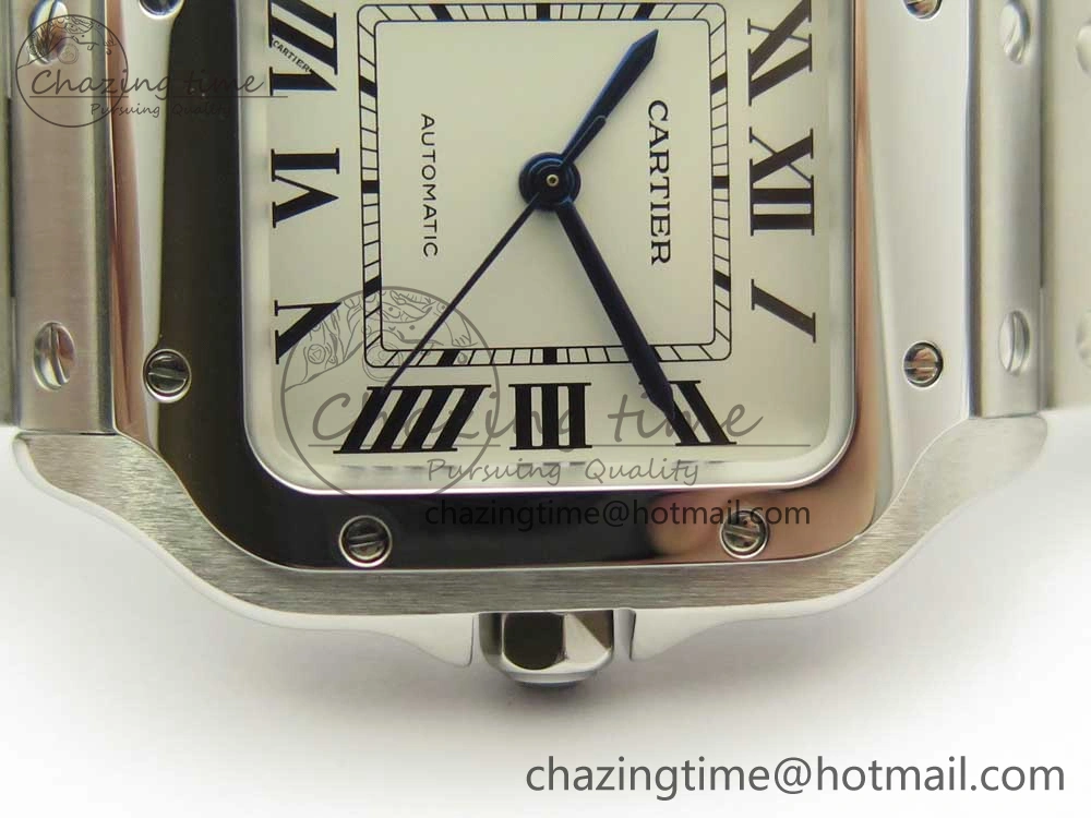 Packable Santos de Cartier 35mm 2018 GF 1:1 Best Edition White Dial on SS SmartLinks Bracelet MIYOTA 9015 (Free Leather) 6163